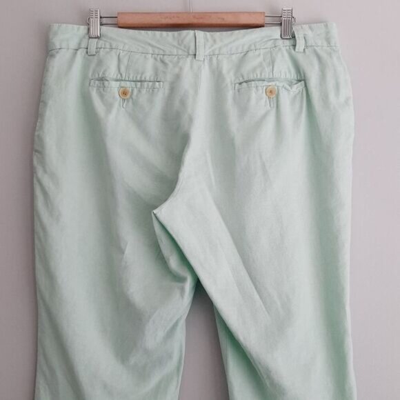 BANANA REPUBLIC Linen Cotton Blend Casual Crop Ankle Pants Pastel Green Sz 14 - Picture 8 of 12